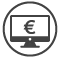 Ausbildung Psychologischer Berater Piktogramm: Bildschirm mit Euro Symbol steht für Lehrgangskosten